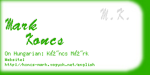 mark koncs business card